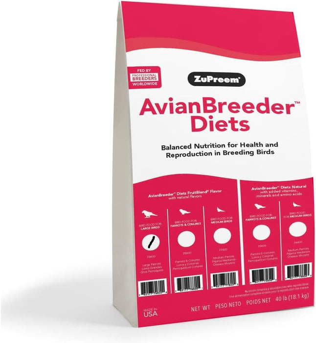 ZuPreem AvianBreeder Alimento con sabor a mezcla de frutas para loros grandes 18.14 Kg (40 lb)