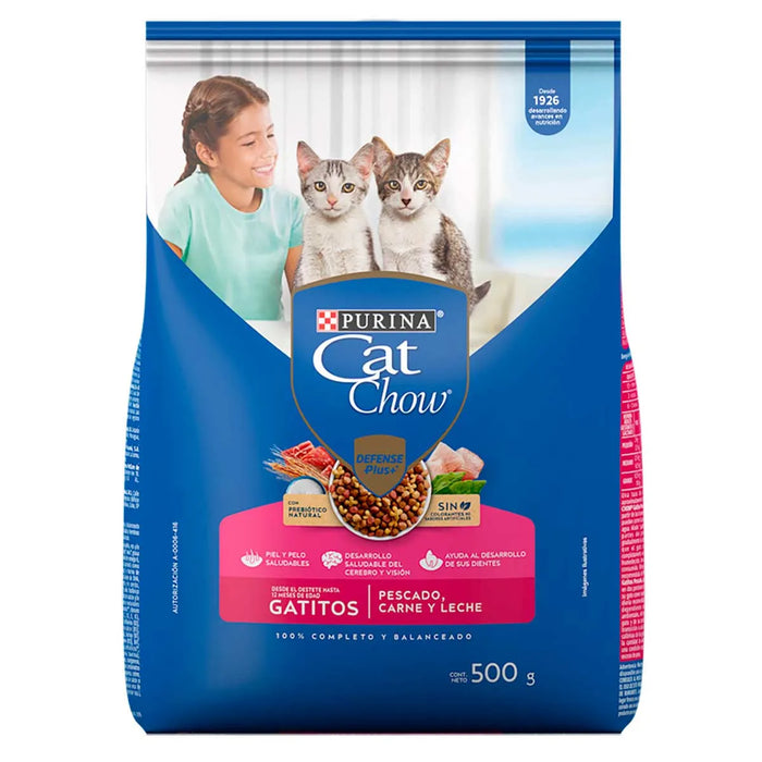 CAT CHOW KITTEN Pescado Carne Leche 500 g