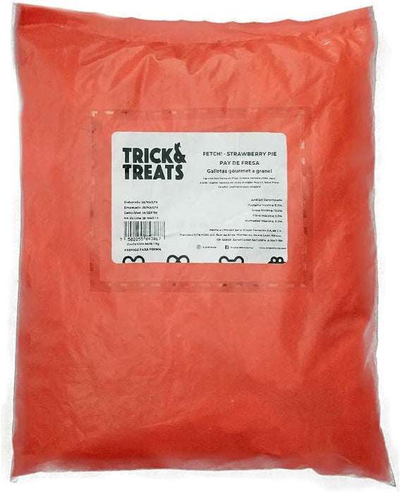 Trick & Treats Fetch! -Galletas sabor pay de fresa en forma de corazon medianas de 1kg Para Perros