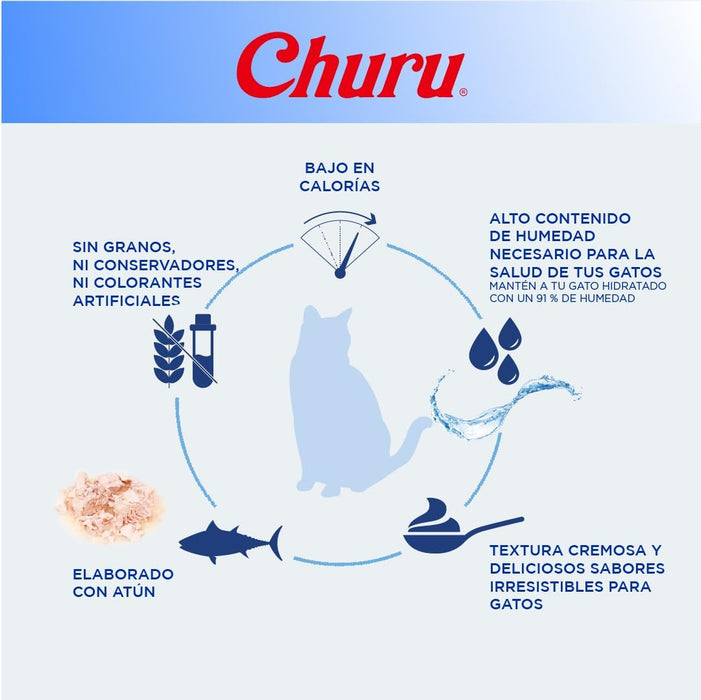 Inaba Churu Atún - Snack Premio Cremoso para Gatos 4 tubos de 14 grs