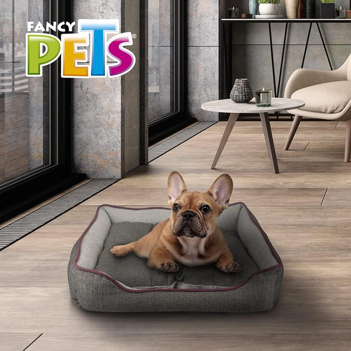 Fancy Pets Cama Chesney para Perro, Resistente, Cojín Removible, Suave y Cómoda, Base impermeble, Fácil de Lavar, Color Gris