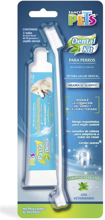 Fancy Pets Kit Dental con Pasta y Cepillo para Perro, Suave Sabor a Menta