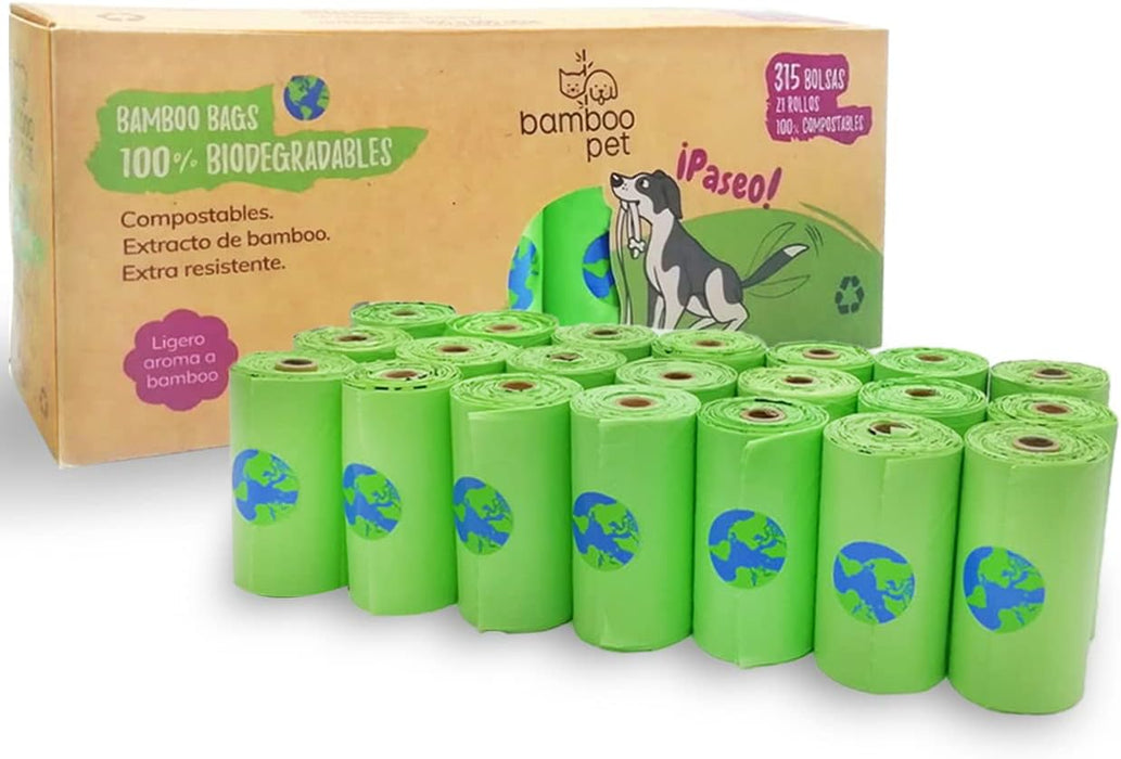 Bamboo Pet-bolsas compostables 100% biodegradables 315 piezas