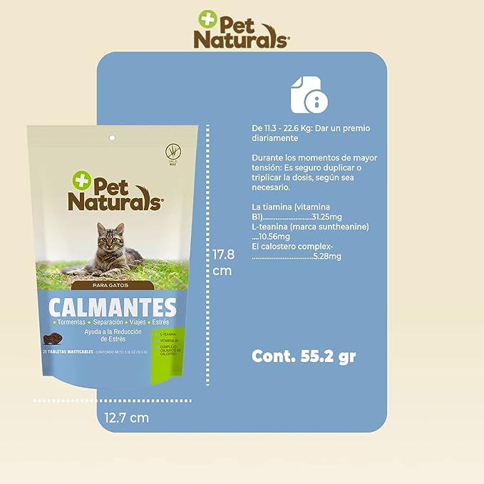 Pet Naturals Calmantes Naturales para Gatos, Sin Sedantes. Sabor Y Forma De Premio 31.5 g
