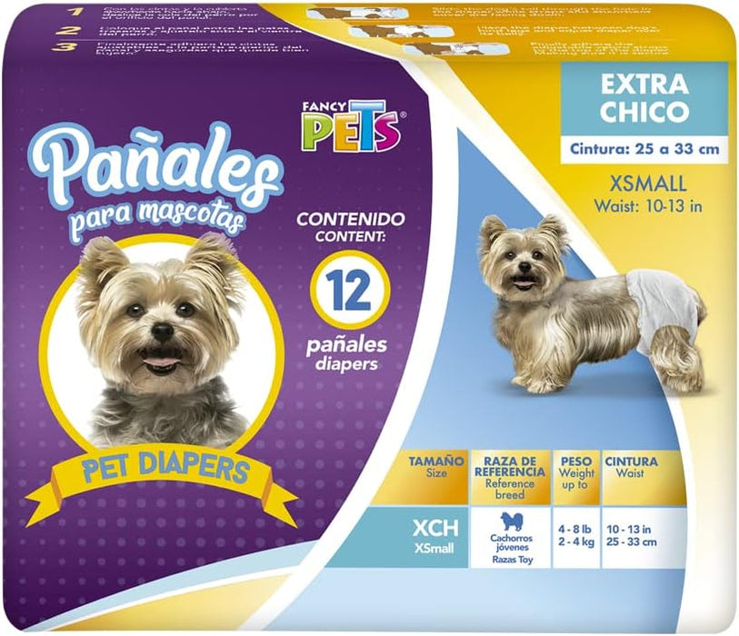Fancy Pets Pañales para Perro Talla Extra Chico con 12 Piezas