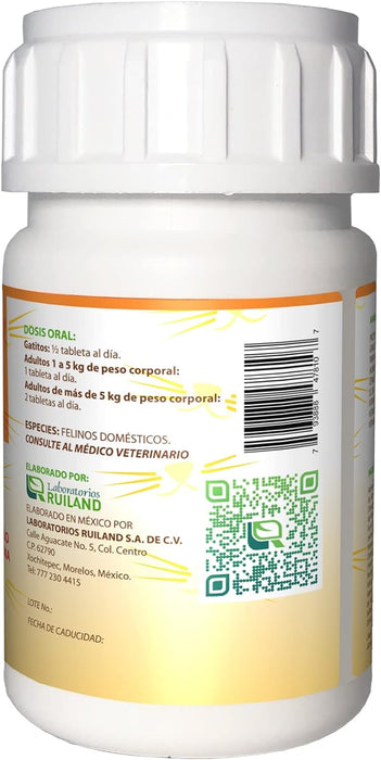 Ruiland Omega Gatos - Suplemento Alimenticio para Gatos, Vitaminas, Minerales, Omega 3 y 6, Enriquecido con Aminoácidos y Taurina, 60 Tabletas Masticables
