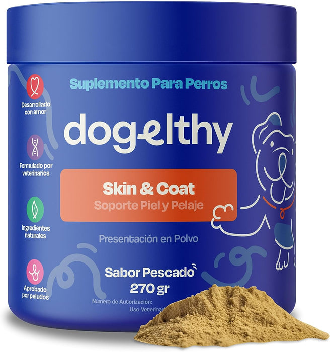 Dogelthy Skin & Coat Suplemento para Piel y Pelaje para Perro Sabor a Pescado 270g