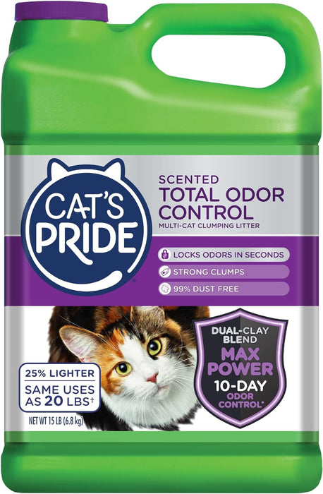 Cat's Pride Sceted Total Odor Control Arena para Gatos Aglutinante, Bloquea Olores al Instante