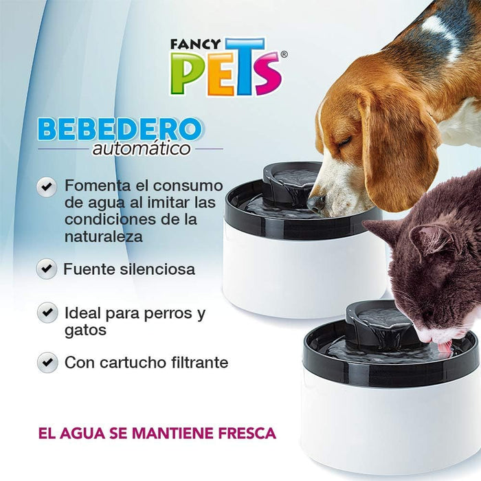Fancy Pets Bebedero de Agua Tipo Fuente Automático para Perros y Gatos con Capacidad de 2 litros