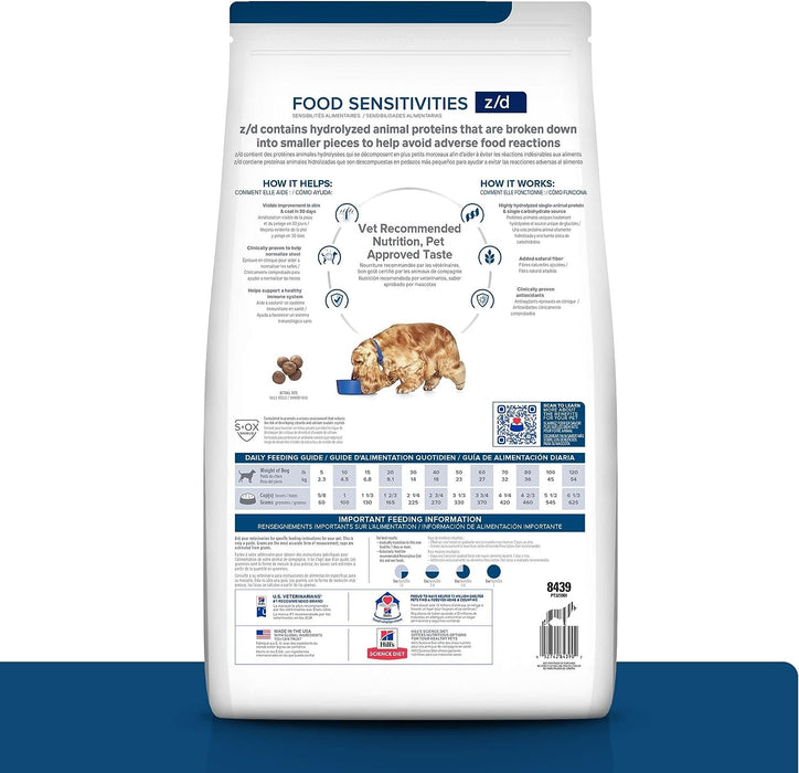 Hill's Prescription Diet z/d Skin/Food Sensitivities (Sensibilidades de la piel) Alimento seco para perros, dieta veterinaria