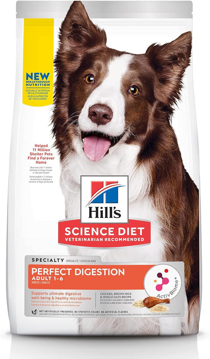 Hill's Science Diet Alimento Seco para Perro Adulto, Digestión Perfecta Receta de pollo, cebada y avena integral