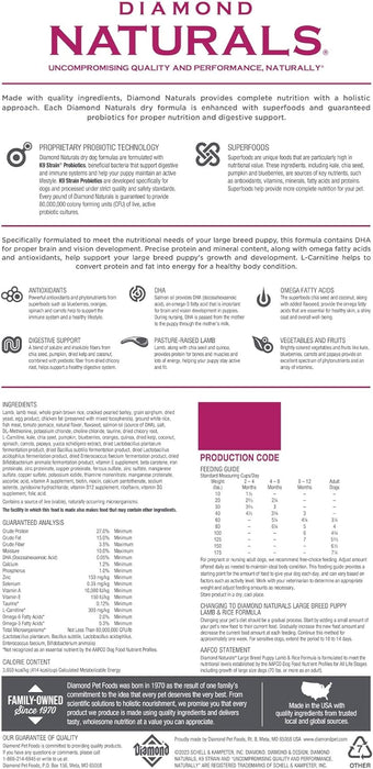 DIAMOND NATURALS-LARGE BREED PUPPY (LAMB) 27/15 2.72 Kg