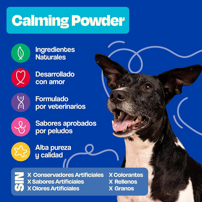 Dogelthy Calming Powder. Suplemento Relajante para Perros Natural Formulado con Passiflora, Valeriana, L-Teanina, Jengibre