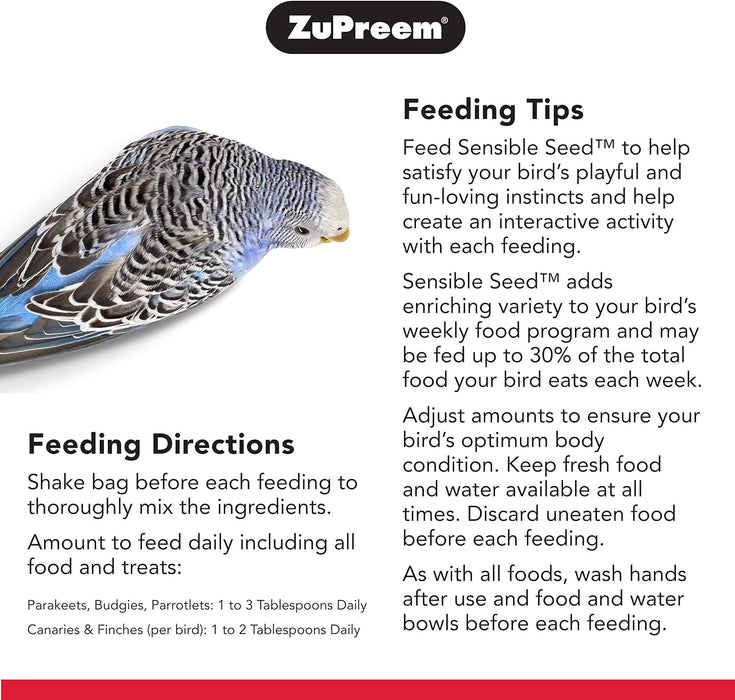 ZuPreem Sensible Seed Alimento para pájaros pequeños, 907 gr (2 lb)