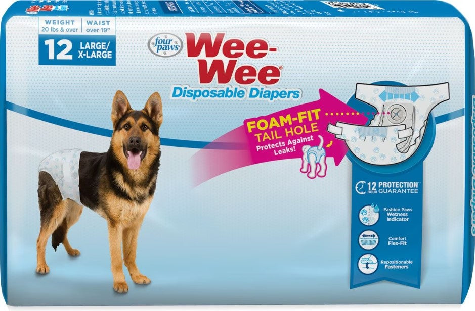 Wee-Wee Pañales con indicador de humedad para perros, talla Grande/X-Grande