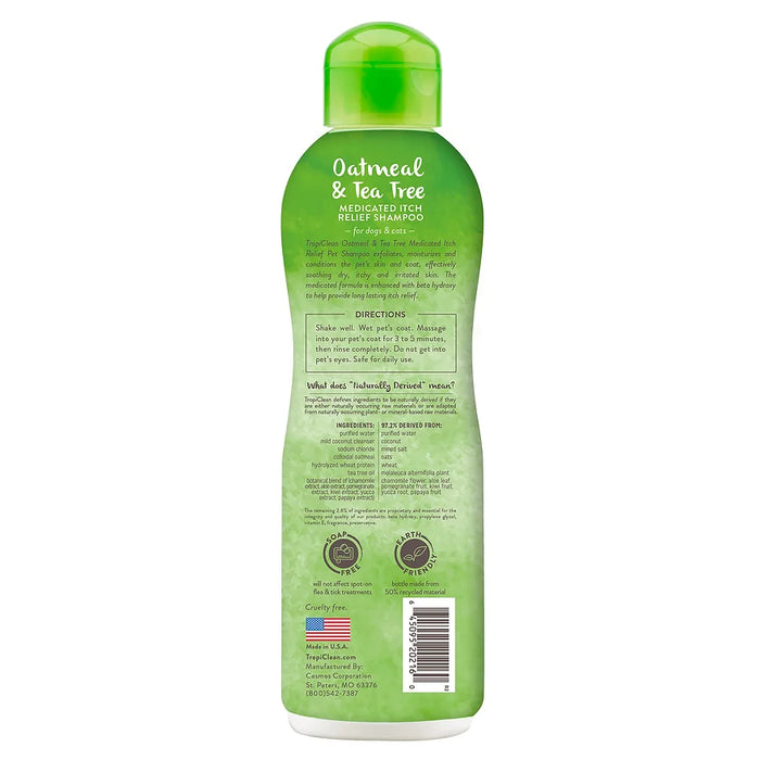 Tropiclean-Shampoo alivio medicado para picazon avena y arbol de te 591ml