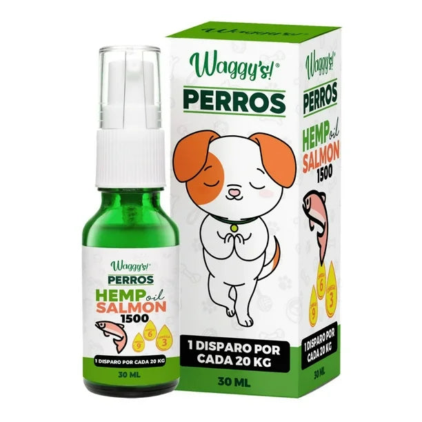 Waggy's-aceite de salmon spray 30 ml 1500 hemp (20mg x disparo)